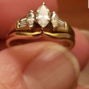 14k 1/2 ct triple marquise diamond ring